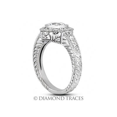 Diamond Traces 3.32 Carat Total G-VS2 Excellent AGI Cert Round Natural Diamond Platinum 950 Vintage Style Engagement Ring Diamond Traces 3.32 Carat Total G-VS2 Excellent AGI Cert Round Natural Diamond Platinum 950 Vintage Style Engagement Ring