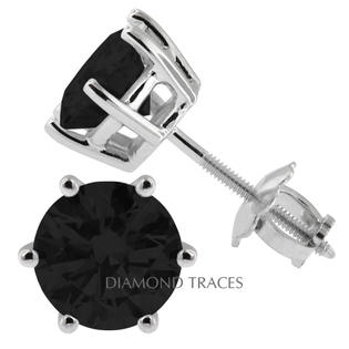 Diamond Traces 2.00 Carat Total Black Very Good AGI Certificate Round Natural Diamond 14K White Gold Classic Style Stud Earrings Diamond Traces 2.00 Carat Total Black Very Good AGI Certificate Round Natural Diamond 14K White Gold Classic Style Stud Earrings
