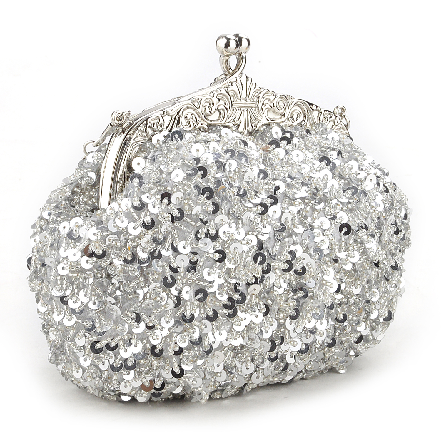 Toptie Cute Sequin Clutch  Silver Evening Handbag  Gift Idea