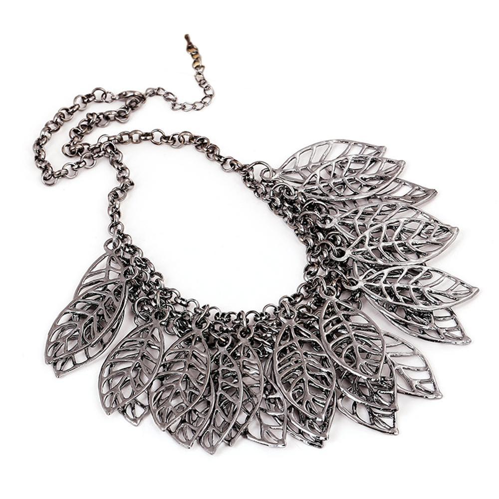Aspire Trendy Layered Hollow Out Leaves Pendant Bib Collar Necklace
