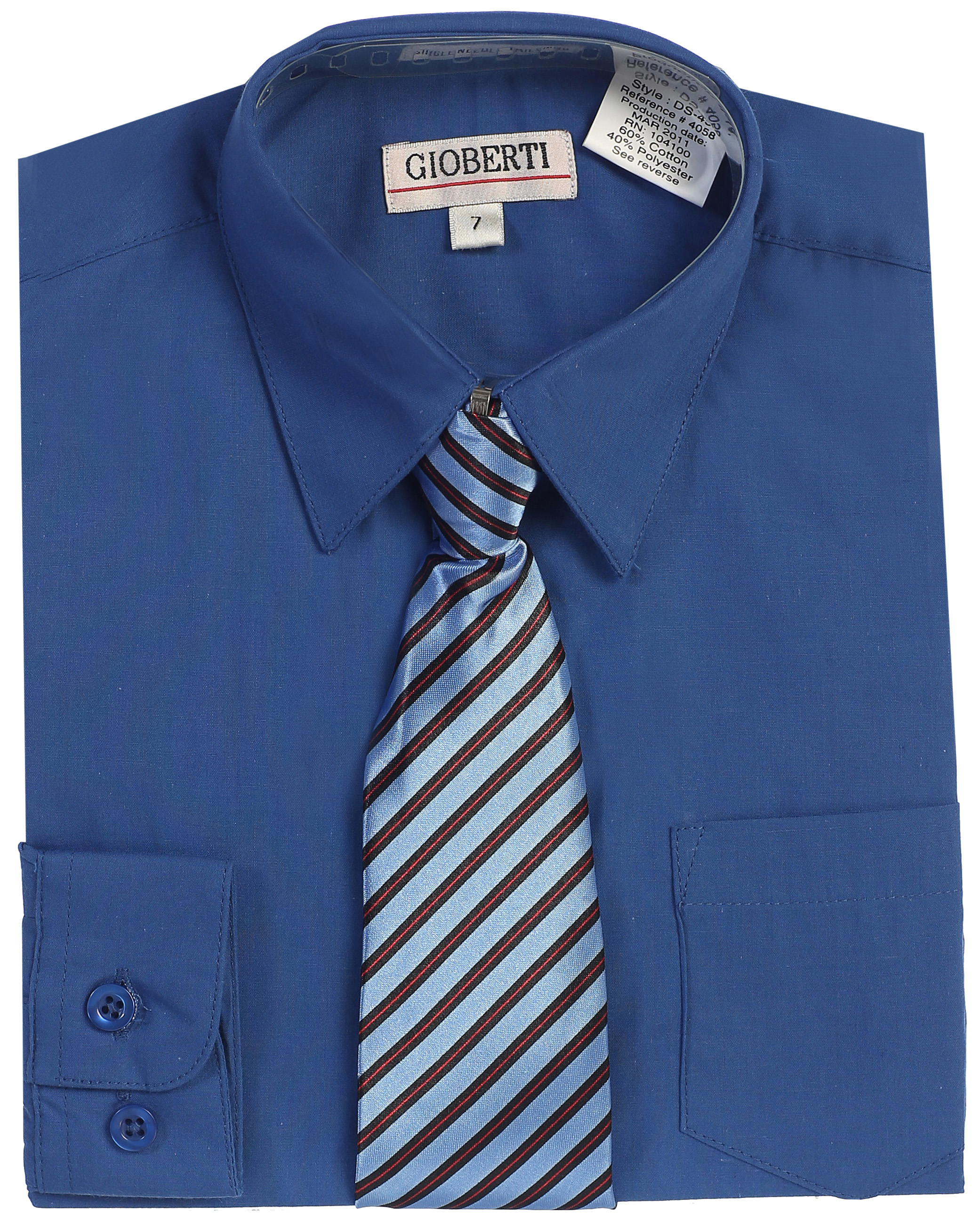 Long Sleeve Dress Shirt + Stripe Clip Tie 2T-4T