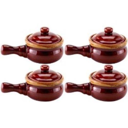 HAROLD IMPORT CERAMIC ONION-SOUP CROCK WITH LID 14 Oz. - SET OF 4