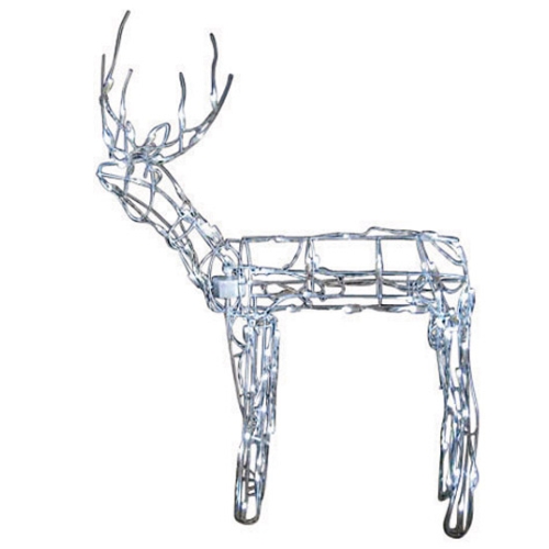 48-094-23 LED Lighted Animated 3D Standing Buck, 48", White
