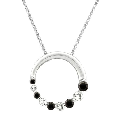 katarina 10K White Gold 1/4 ct. Alternating Black and White Diamond "Journey of Love" Circle Pendant with Chain at Sears.com