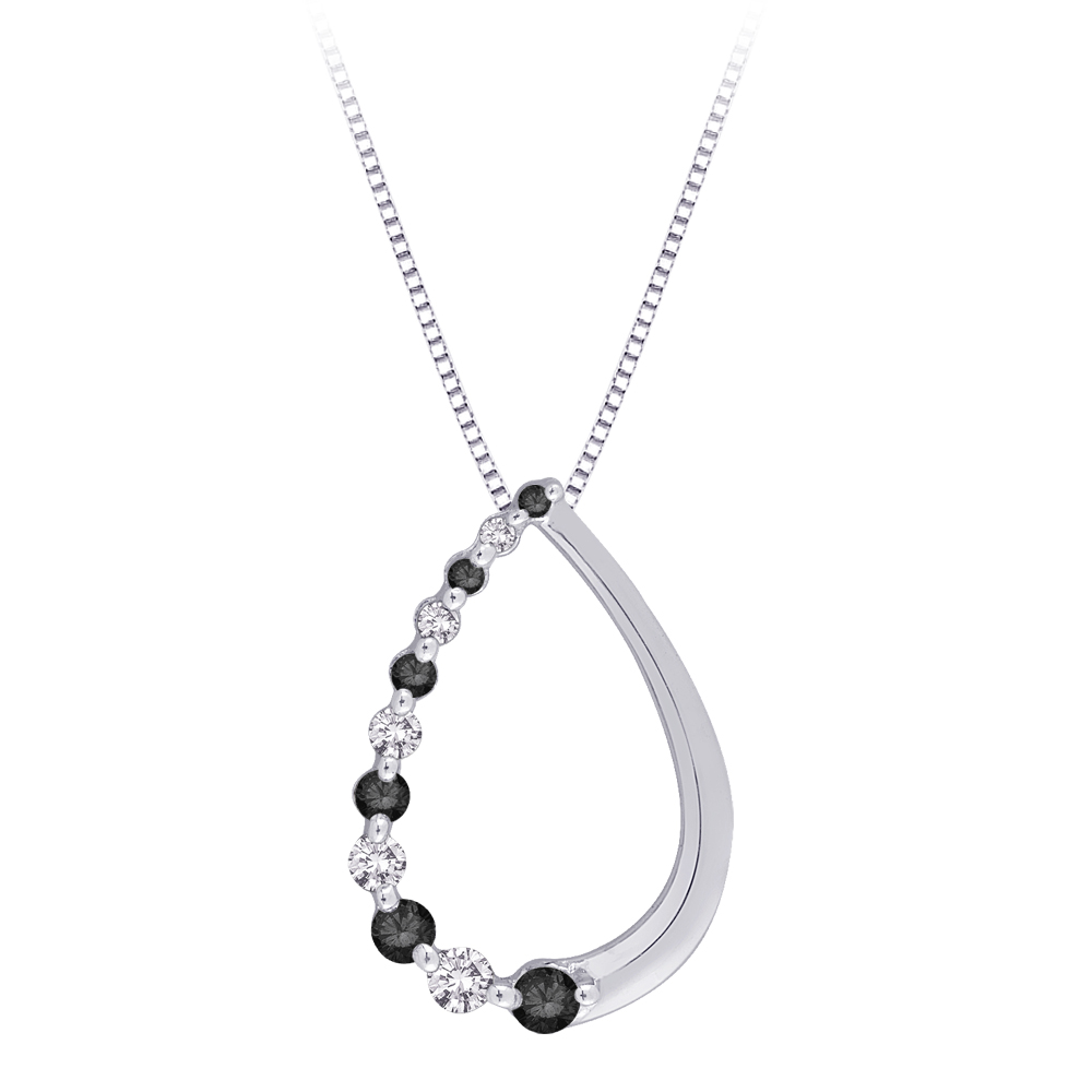 katarina 10K White Gold 1/4 ct. Alternating Black and White Diamond ''Journey of Love'' Pendant with Chain at Sears.com