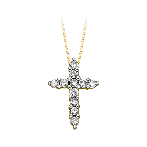 katarina 10K Yellow Gold 1/4 ct. Diamond Cross Pendant with Chain at Sears.com