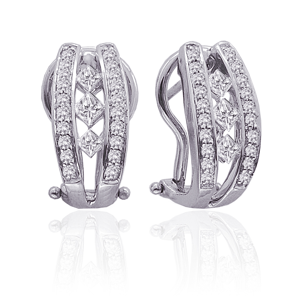 katarina 14K White Gold 1/2 ct. Round and Princess Cut Diamond Huggie Earrings at Sears.com