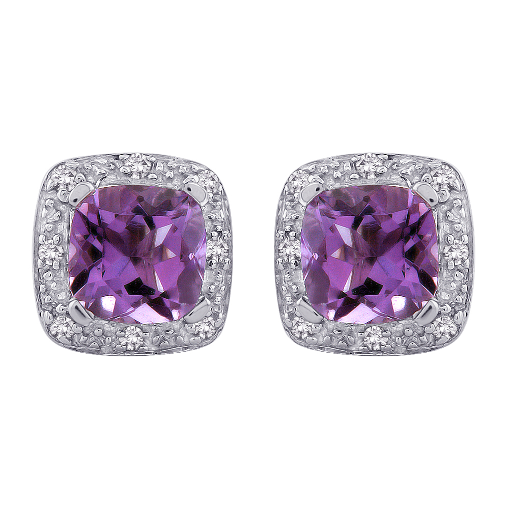 katarina Sterling Silver 0.06 ct. Diamond and 2 1/10 ct. Amethyst Earrings at Sears.com