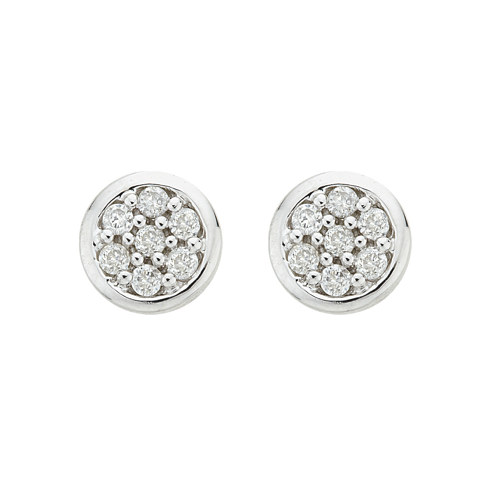 katarina 14K White Gold Diamond Circle Cluster Earrings, Bezel Set (1/10 cttw) at Sears.com