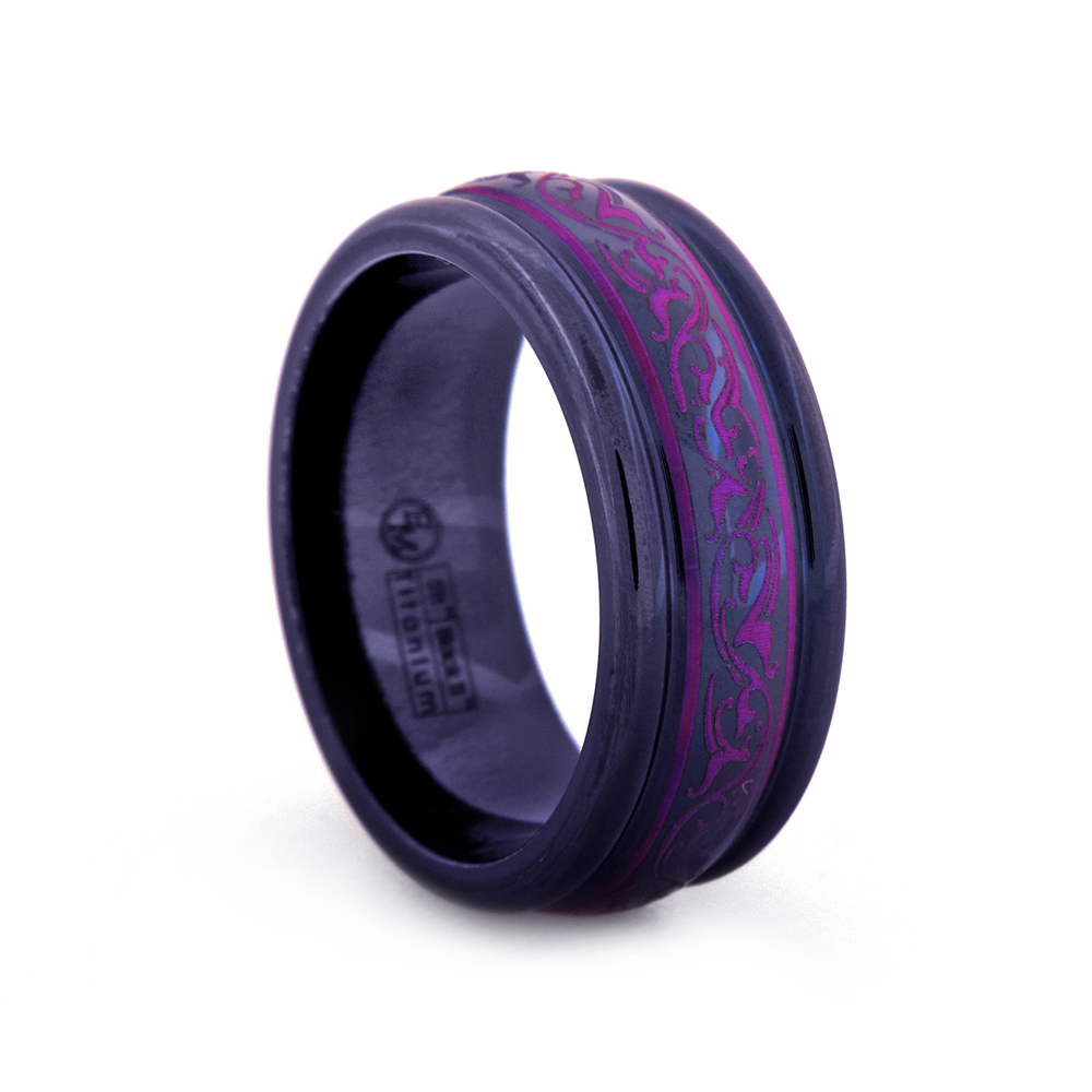 Katarina Edward Mirell Designer Black Titanium 8 MM Purple Rain Dome Ring "The Bands Collection" (Size-12) at Sears.com