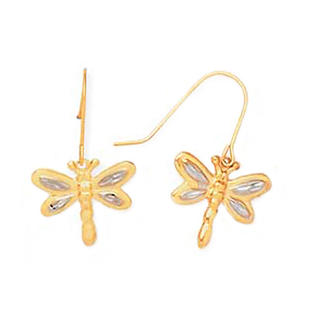 katarina 14K Two Tone Gold ''Dragonfly'' Fancy Earrings katarina 14K Two Tone Gold ''Dragonfly'' Fancy Earrings