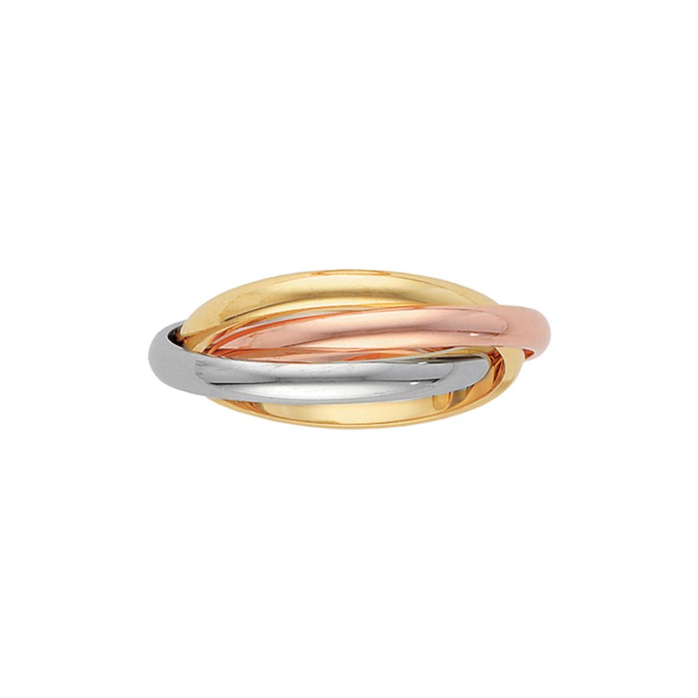 14K Tri Color Gold 3-Band Rolling Ring (Size-9.5)