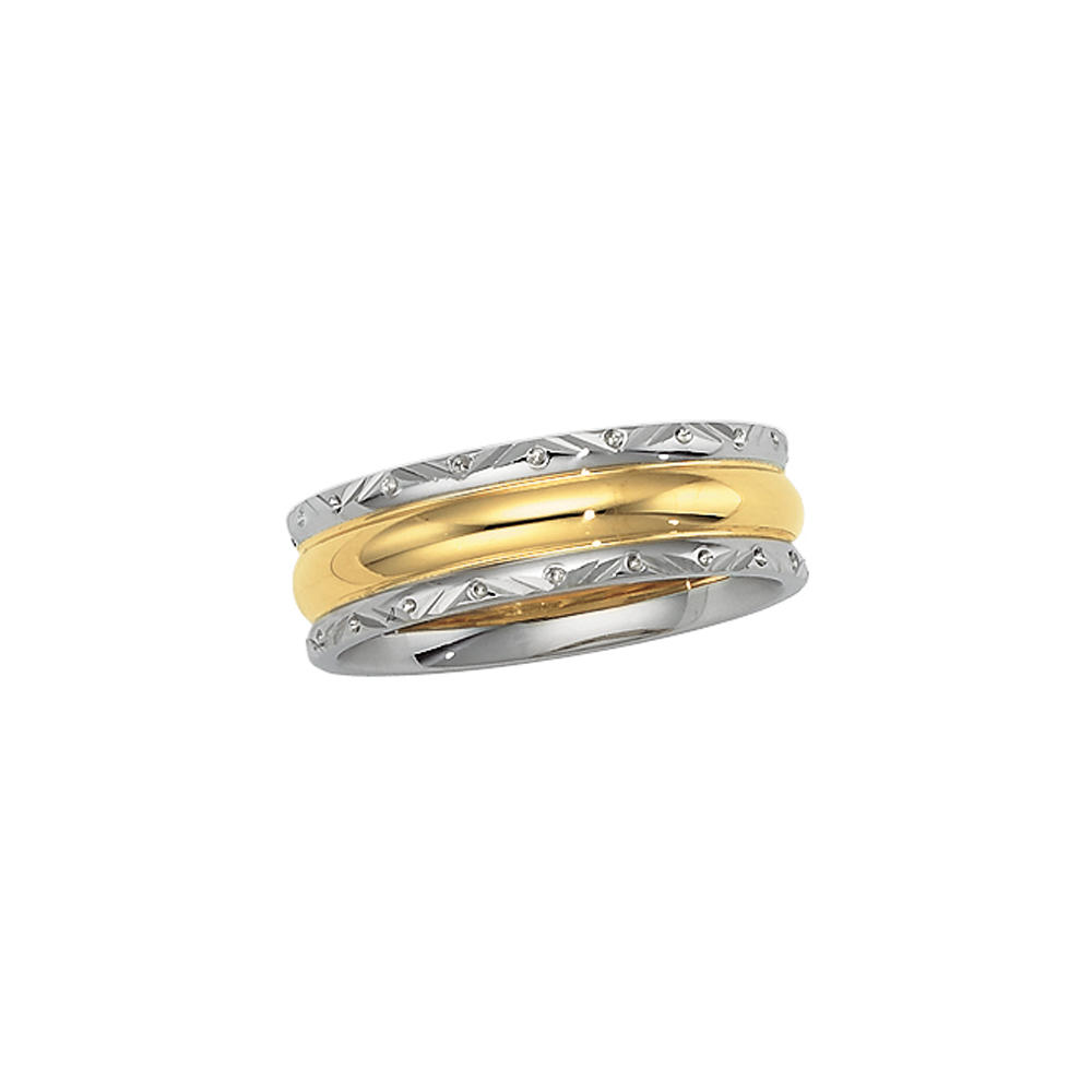 14K Two Tone Gold Comfort-Fit Design Band (Size-11)