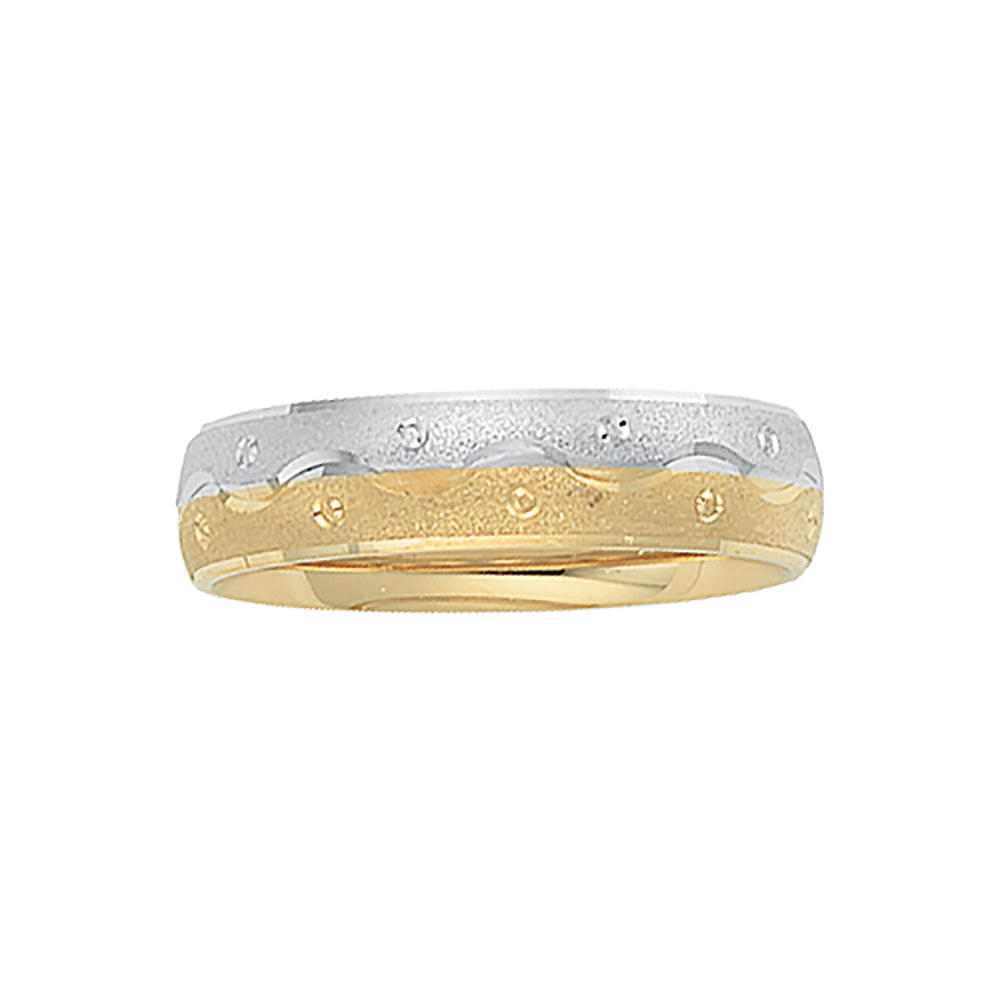 14K Two Tone Gold Comfort-Fit Design Band (Size-7.5)