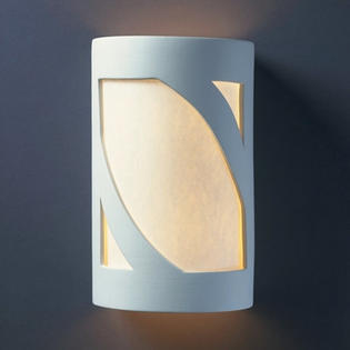 Justice Design Group Ambiance Open Top and Bottom Large ADA Wall Lantern - Finish: Greco Travertine, Shade Option: MICA Justice Design Group Ambiance Open Top and Bottom Large ADA Wall Lantern - Finish: Greco Travertine, Shade Option: MICA