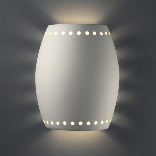 Justice Design Group Sun Dagger Open Top and Bottom Pillowed Cylinder Outdoor Wall Sconce - Finish: Hammered Copper, Cutout Option: Texas Star at Sears.com