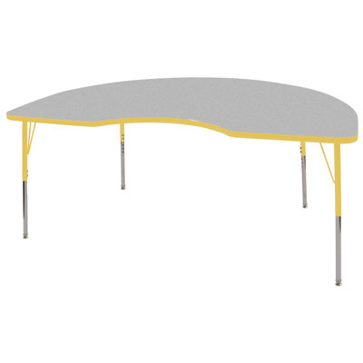 Ecr4Kids 48x72 Kidney Shaped Adj Activity Table in Gray -Edge Banding:Yellow, Leg Color:Yellow, Leg Style:Standard Leg Standard Nylon Gli at Sears.com