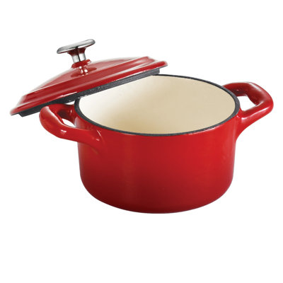 Tramontina Gourmet Enameled Cast Iron 24 oz Covered Small Cocotte Gradated - Finish: Gradated Red