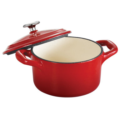 Tramontina Gourmet Enameled Cast Iron 10.5 oz Covered Mini Cocotte Gradated - Finish: Gradated Red