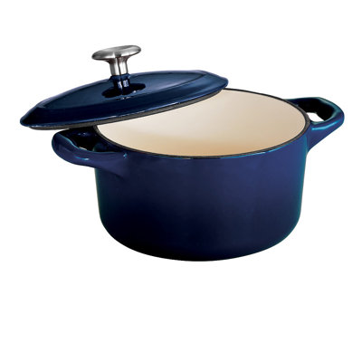 Tramontina Gourmet Enameled Cast Iron 10.5 oz Covered Mini Cocotte Gradated - Finish: Gradated Cobalt