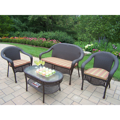 Oakland Living Elite 4 Piece Deep Seating Group - Fabric: Striped at Sears.com