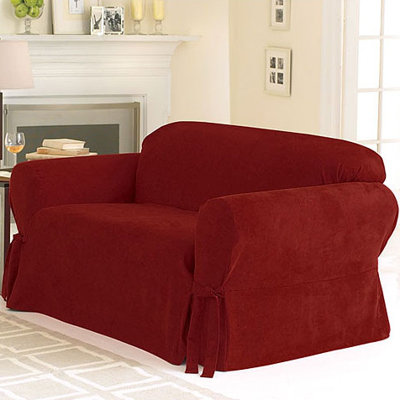 Sure Fit Soft Suede Loveseat Slipcover - Color: Burgundy at Sears.com