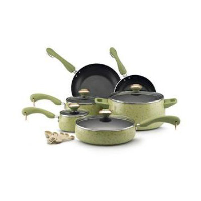Paula Deen Porcelain Nonstick Aluminum 15-Piece Cookware Set - Color: Pear Speckle at Sears.com