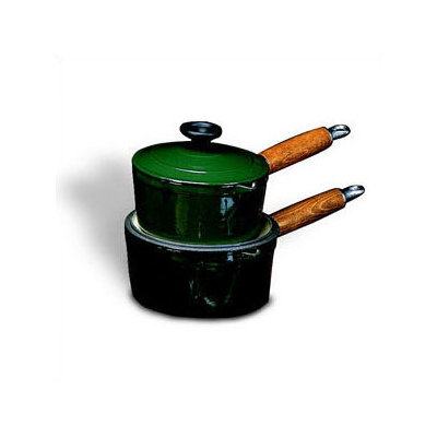 Paderno World Cuisine Cast Iron Saucepan with Lid - Color: Blue  Size: 1-qt.