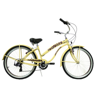 GreenLine Bicycles Ladies 26" 7-Speed Shimano Premium Extended Deluxe Beach Cruiser - Frame Color: Vanilla with Light Brown at Sears.com