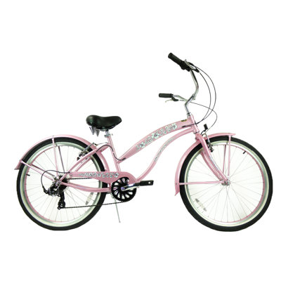 GreenLine Bicycles Ladies 26" 7-Speed Shimano Premium Extended Deluxe Beach Cruiser - Frame Color: Pink at Sears.com