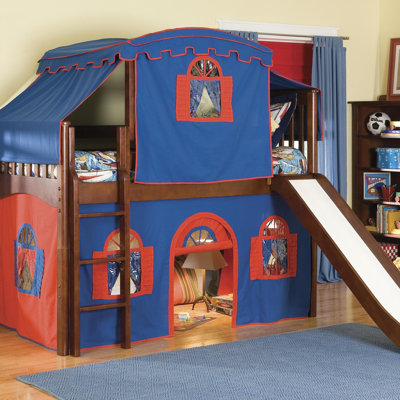 Bolton Furniture Mission Twin Low Loft Tent Bed w/ Tent & Built-In Ladder -Configuration:Low Loft Bed w/ Tent & Slide, Colors:Blue & Red at Sears.com