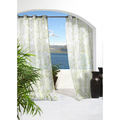 Commonwealth Home Fashions Outdoor D�cor Biscayne Sheer Polyester Banana Leaf Grommet Top Curtain Panel - Color: Green, Size: 96" x 54" at Sears.com