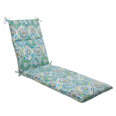 Pillow Perfect Summer Breeze Chaise Lounge Cushion - Color: Blue / Turquoise / Coral / White at Sears.com
