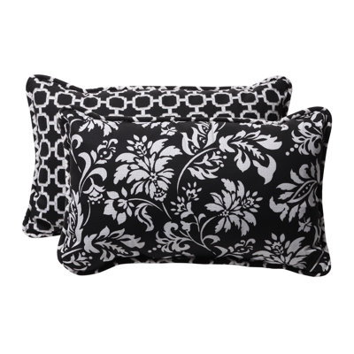 Pillow Perfect Decorative Rectangle Reversible Toss Pillow (Set of 2) - Size: 16.5" W x 24.5" D, Color: Red/Brown Floral/Striped at Sears.com