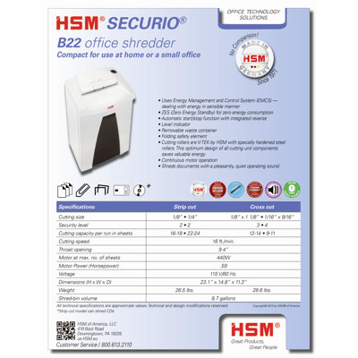HSM of America HSM Securio P36s, 37-39 sheet, strip-cut, 38.3 gal. capacity at Sears.com