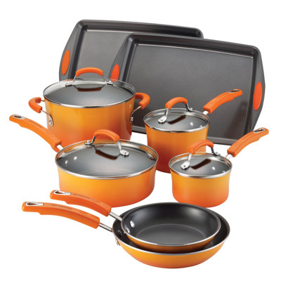 Rachael Ray Porcelain II 12-Piece Cookware Set - Color: Orange Gradient