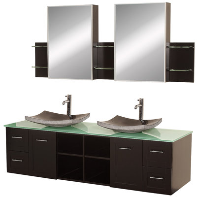 Wyndham Collection Avara 72" Wall-Mounted Bathroom Vanity Set - Vanity Top Choice: White Stone, Sink Choice: White Porcelain at Sears.com