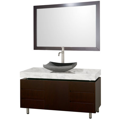 Wyndham Collection Malibu 48" Bathroom Vanity Set - Vanity Top Choice: White Carrera, Sink Choice: Black Granite at Sears.com