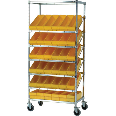 Quantum 21" Slanted Wire Pick Racks Storage Unit w/ Euro Drawers -Bin Dimensions:4 5/8" Hx5 9/16" Wx17 5/8" D (qty. 36), Bin Color:Yello at Sears.com