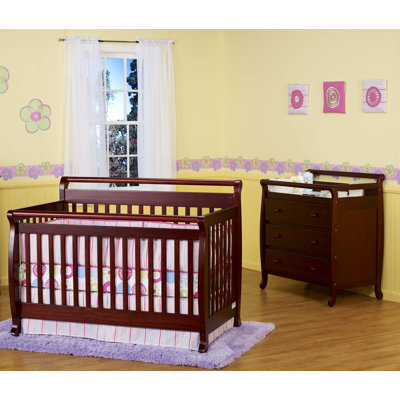 DaVinci Emily Two Piece Convertible Crib Set with Toddler Rail in Cherry - Finish: White at Sears.com