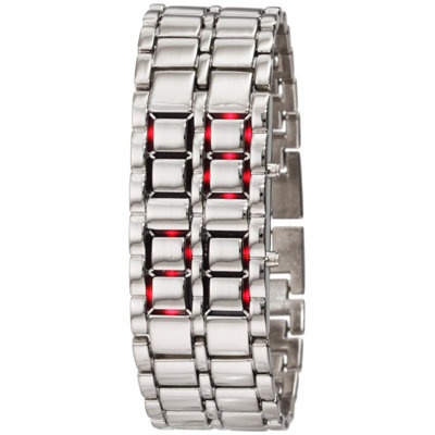 GGI INTERNATIONAL Men's LED Digital Bracelet Watch - Led Color: Red, Color: Silver at Sears.com