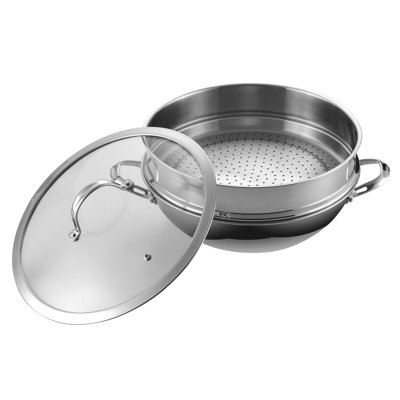 Cooks Standard Stainless Steel Chef's Pan with Steamer and Glass Lid