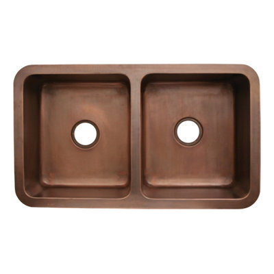 Whitehaus Collection Copperhaus Rectangular Double Bowl Undermount Kitchen Sink - Finish: Hammered Bronze at Sears.com