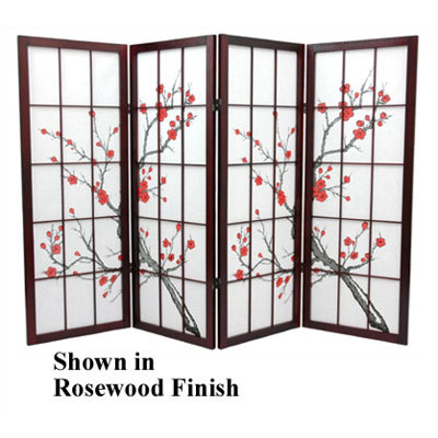 Oriental Furniture 48" Low Cherry Blossom Shoji Room Divider - Numbers of Panels: 5, Finish: Rosewood at Sears.com