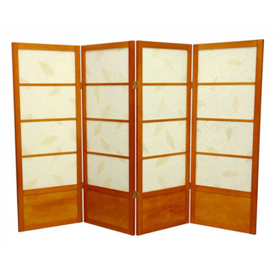 Oriental Furniture 48" Low Botanic Shoji Room Divider - Number of Panels: 4, Finish: Honey at Sears.com