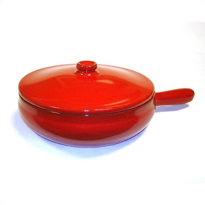 Piral Terracotta 1.5-qt. Saucier with Lid - Heat Diffuser: None  Color: Red