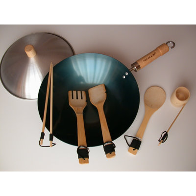 Taylor & Ng 7 Piece 12 Preseasoned Flat Bottom Wok Set