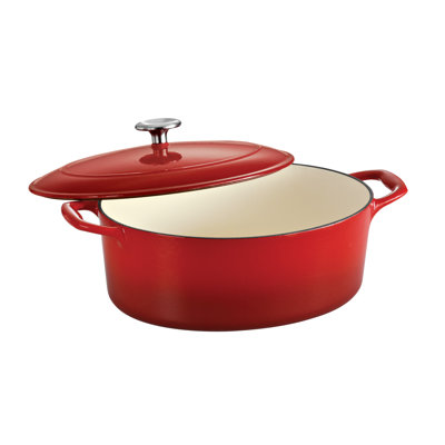 Tramontina Gourmet Enameled Cast Iron 7 Qt Covered Oval Dutch Oven Gradated - Finish: Gradated Red