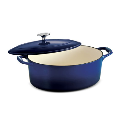 Tramontina Gourmet Enameled Cast Iron 7 Qt Covered Oval Dutch Oven Gradated - Finish: Gradated Cobalt