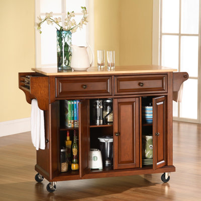 Crosley Kitchen Cart / Island with Natural Wood Top in Classic Cherry at Sears.com
